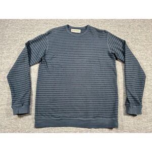 Mollusk Sweater Mens Medium Blue Black Stripes Long Sleeve American Made